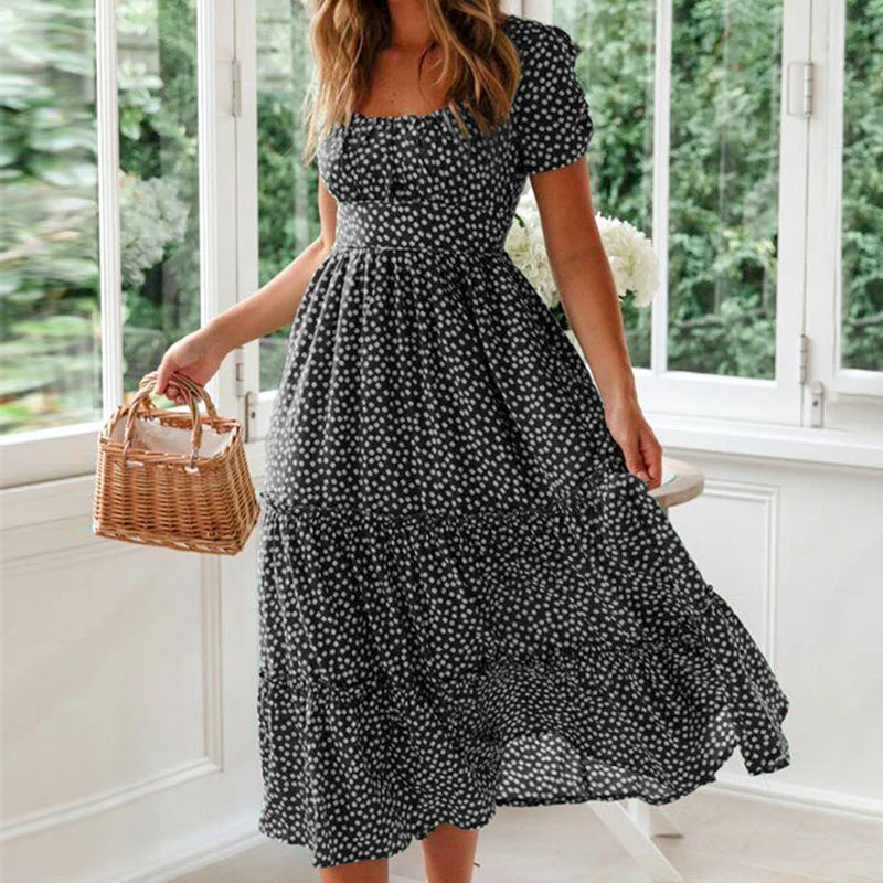 Puff Sleeve Floral Long Dress - Image 14