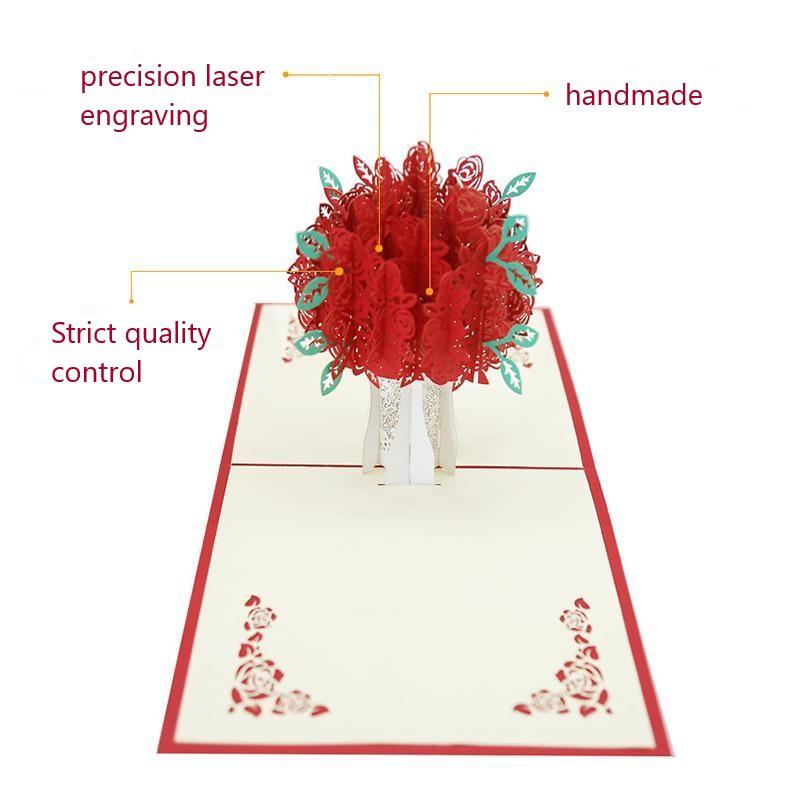 Rose Bouquet Pop-up Card - Valentine's Day Card - Image 3
