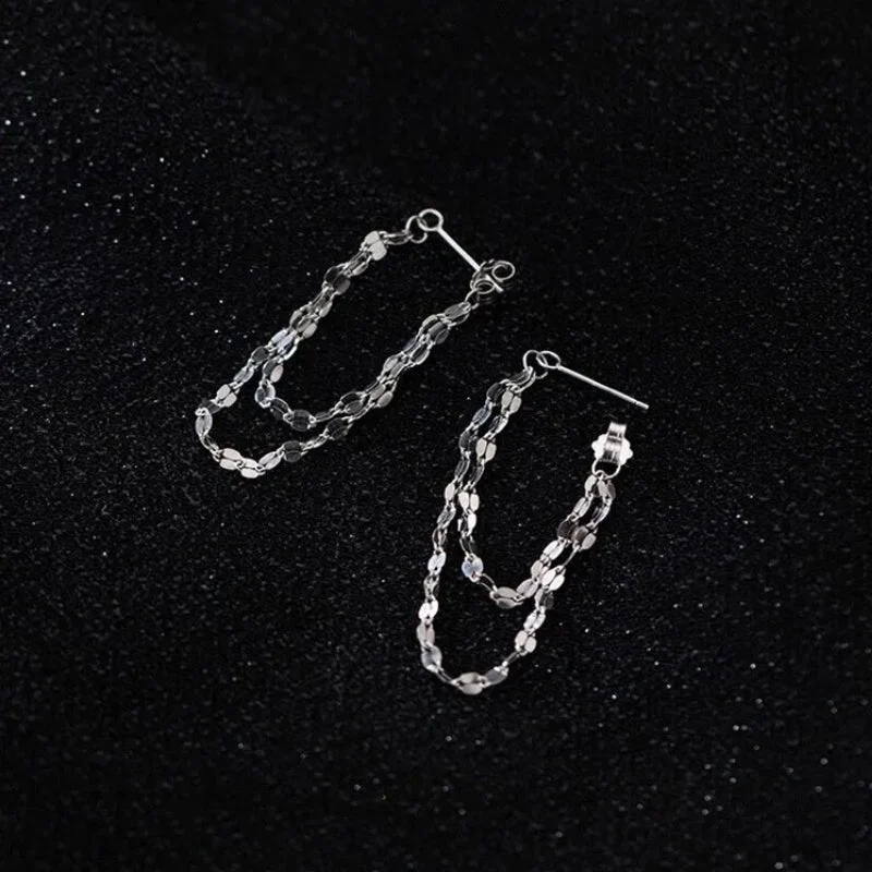 Sequins Chain Tassel Earrings - Image 10
