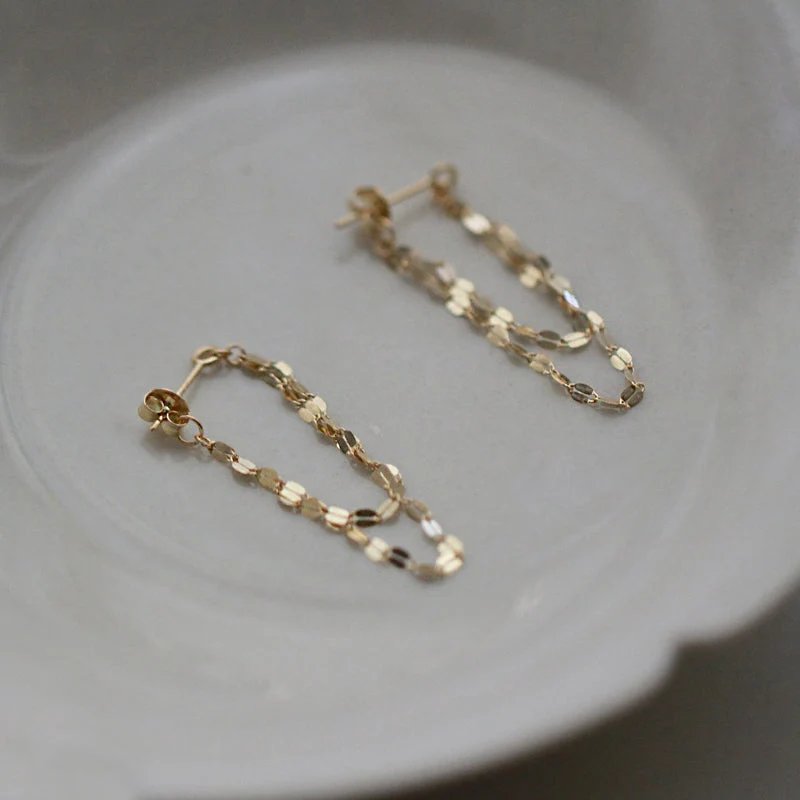 Sequins Chain Tassel Earrings - Image 4