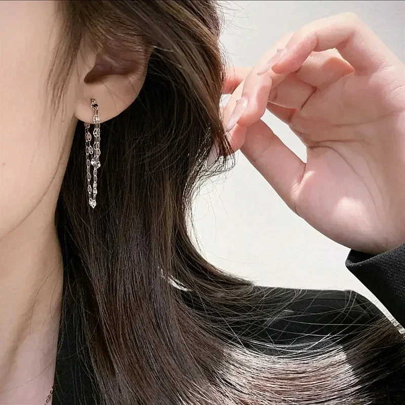 Sequins Chain Tassel Earrings - Image 6