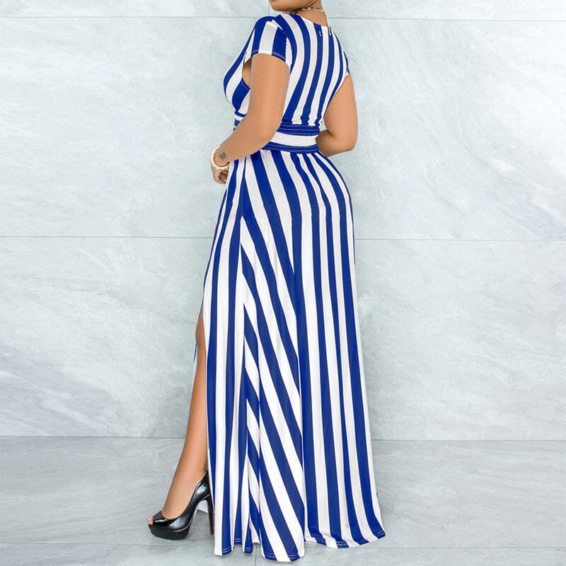 Sexy Striped High Waist Maxi Dress - Image 8