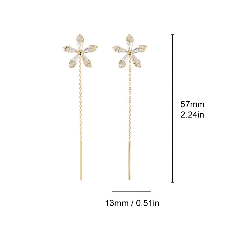 Shiny Fringe Flower Earrings - Image 8
