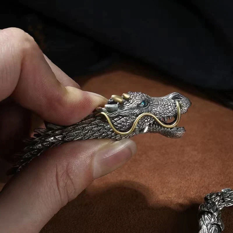 Silver Handmade Dragon Chain Bracelet - Image 3