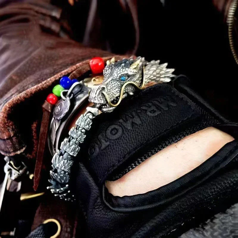 Silver Handmade Dragon Chain Bracelet - Image 4