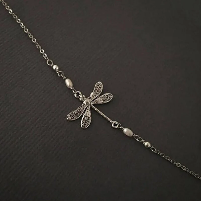Simple Dragonfly Anklet With Pearl - Image 10
