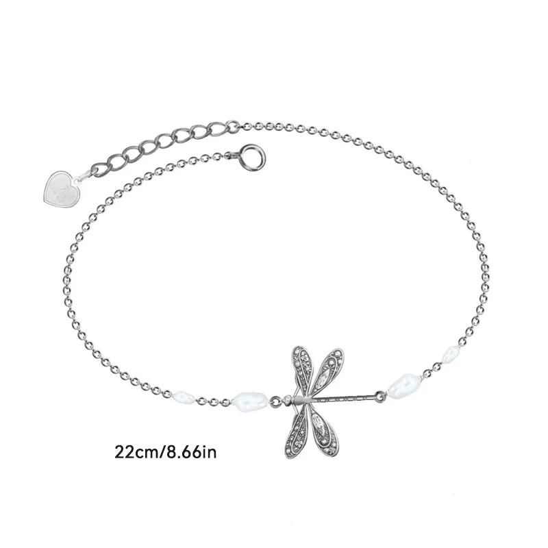 Simple Dragonfly Anklet With Pearl - Image 12