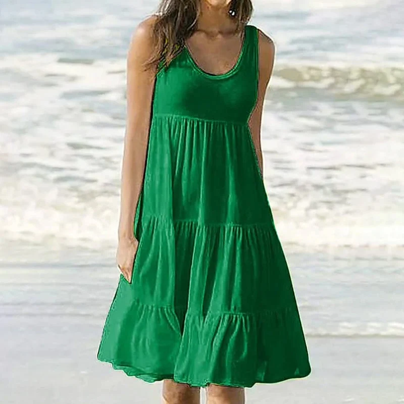 Sleeveless Crewneck Panel Dress - Image 14
