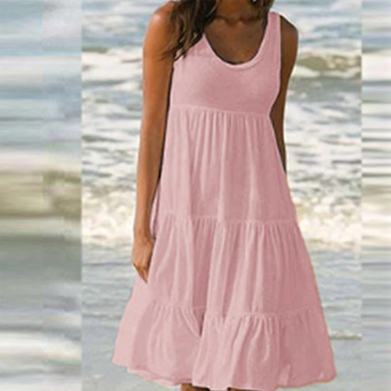 Sleeveless Crewneck Panel Dress - Image 15