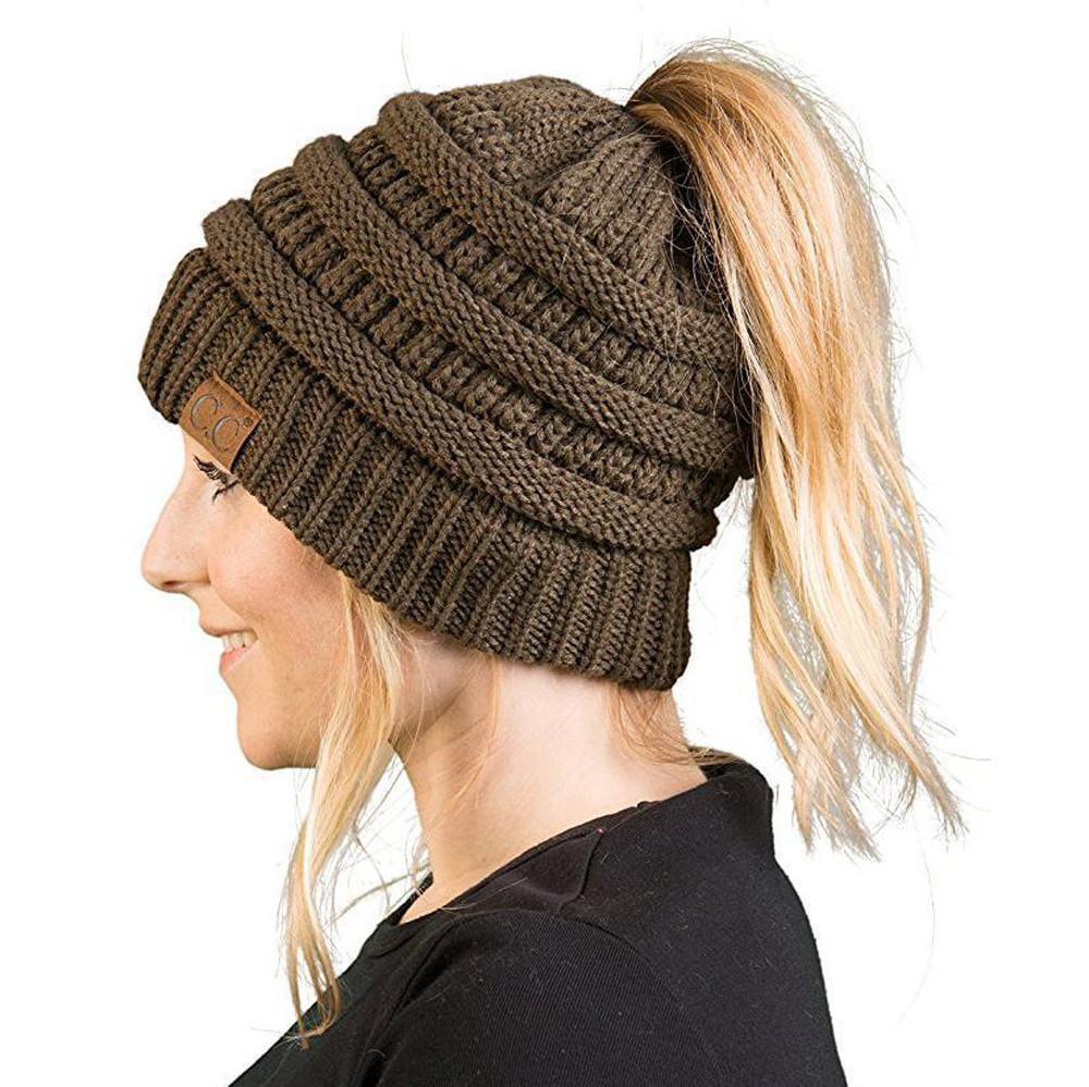 Soft Knit Ponytail Beanie Hat - Image 13