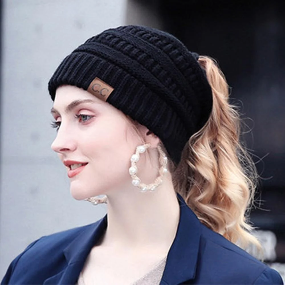 Soft Knit Ponytail Beanie Hat - Image 5