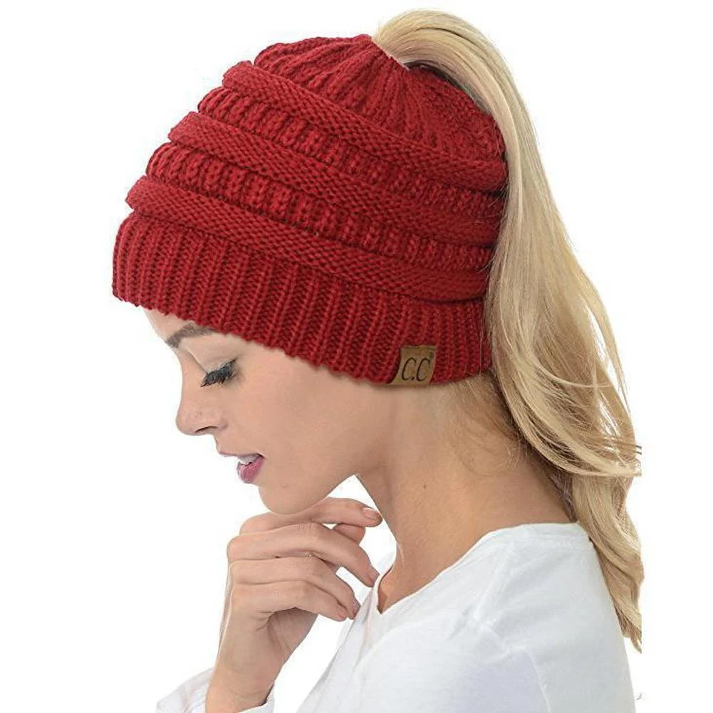 Soft Knit Ponytail Beanie Hat - Image 6