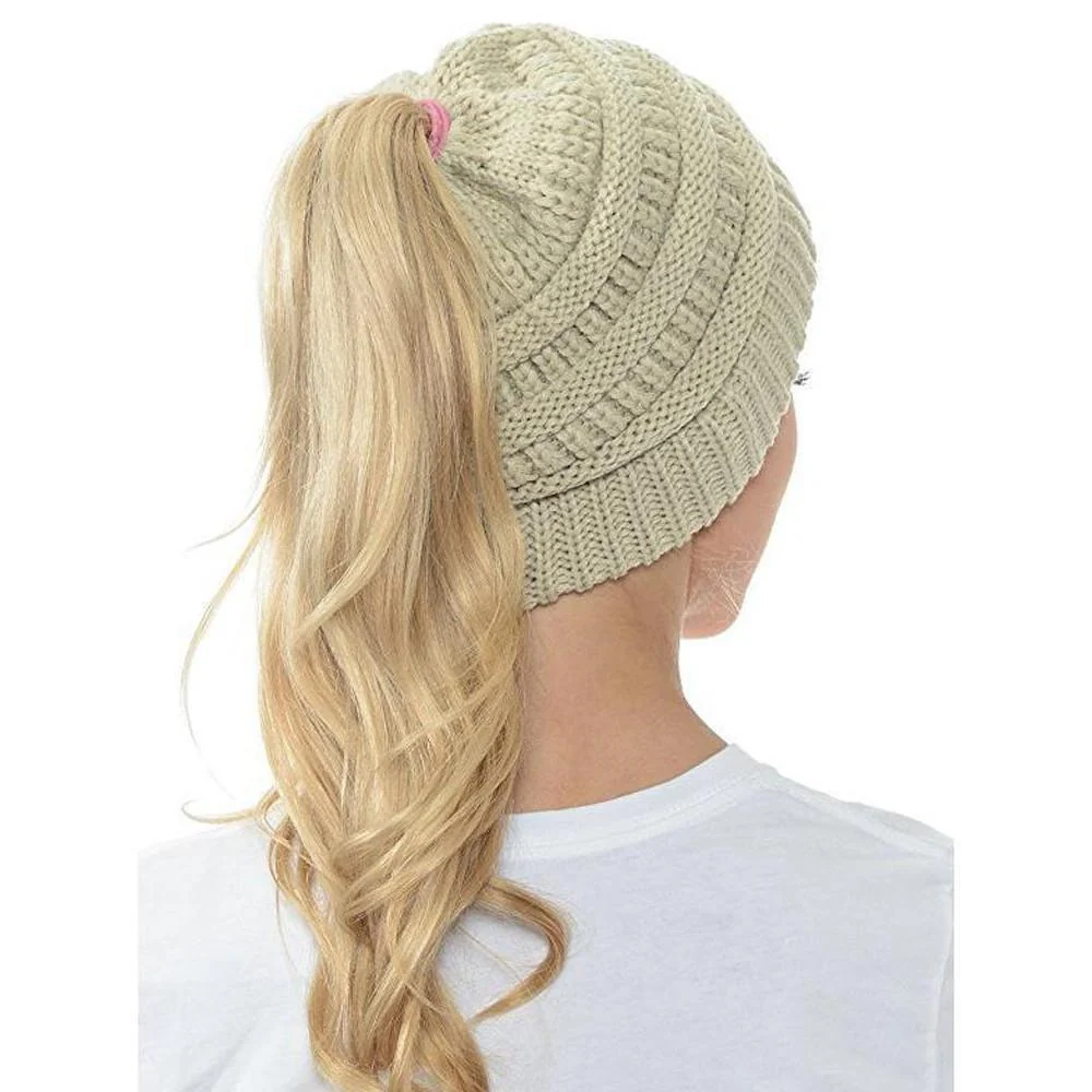 Soft Knit Ponytail Beanie Hat - Image 9