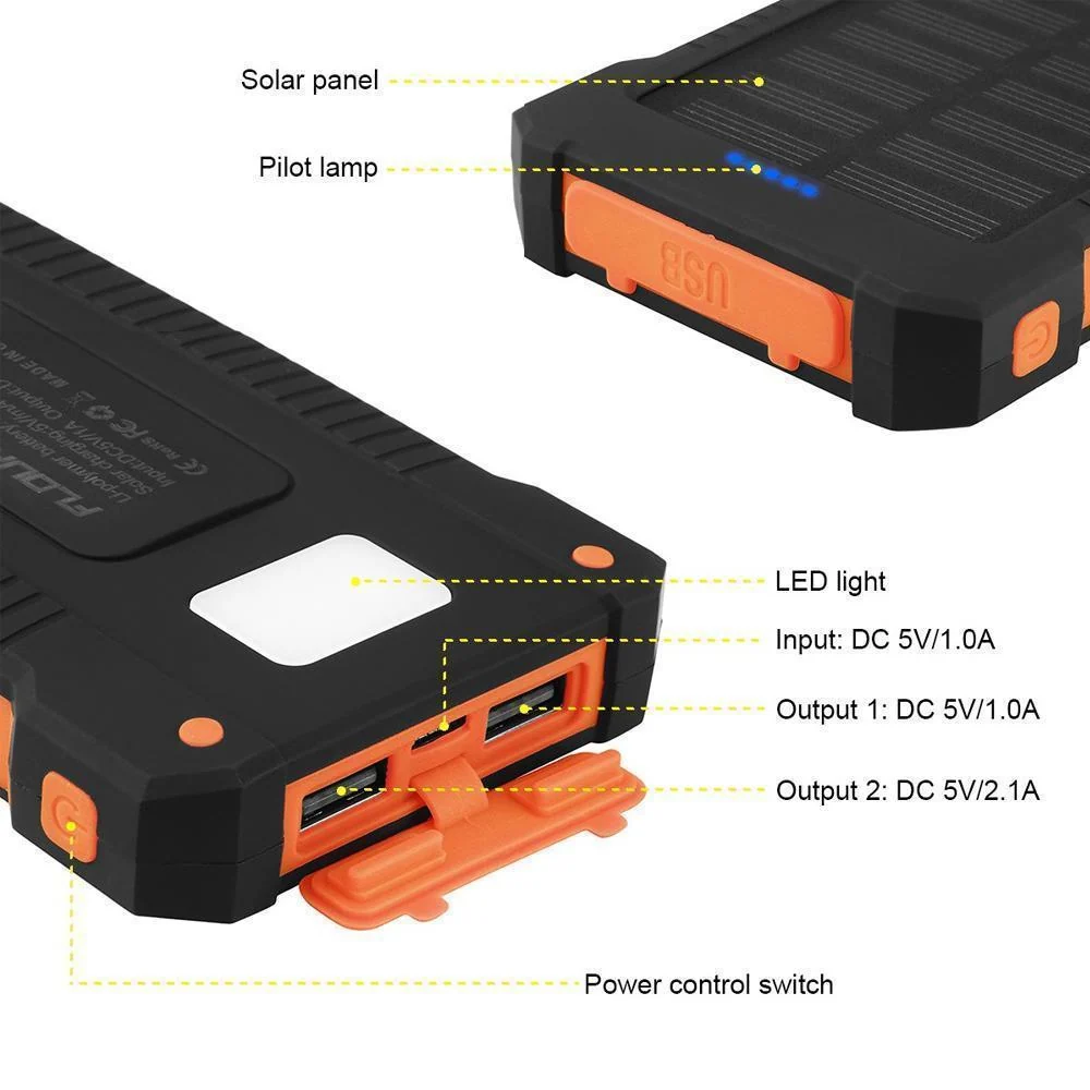 Solar Waterproof Power Bank with Flashlight - Image 4