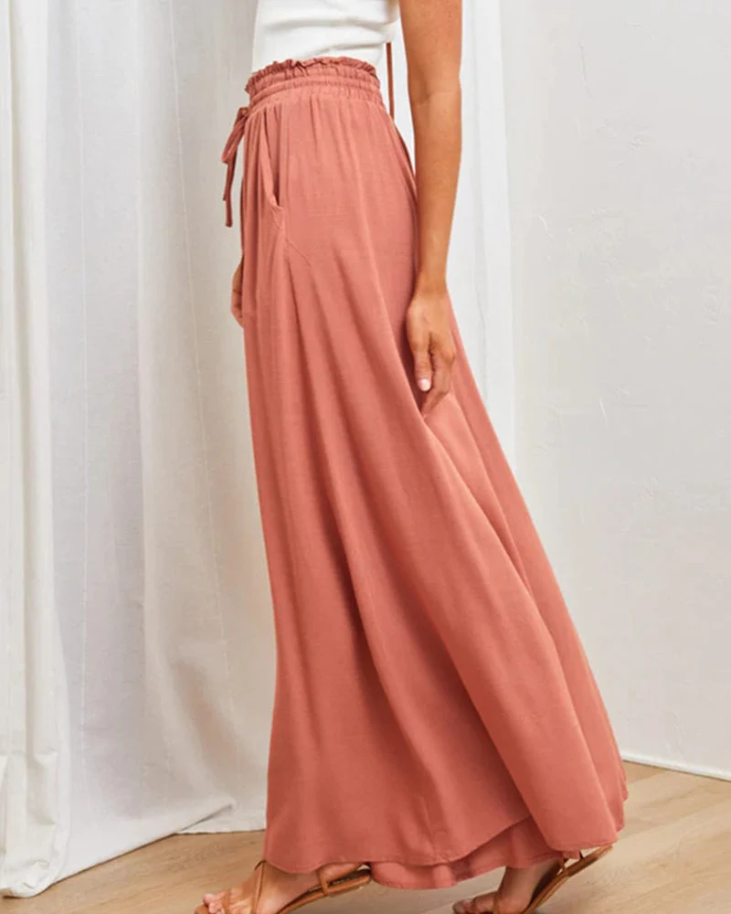 Solid Color High Waist Pants - Image 4