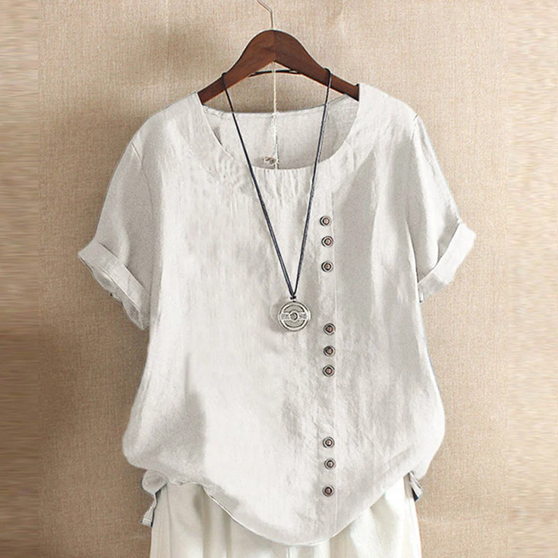 Solid Color Short Sleeve Round Neck Summer T-shirt - Image 5