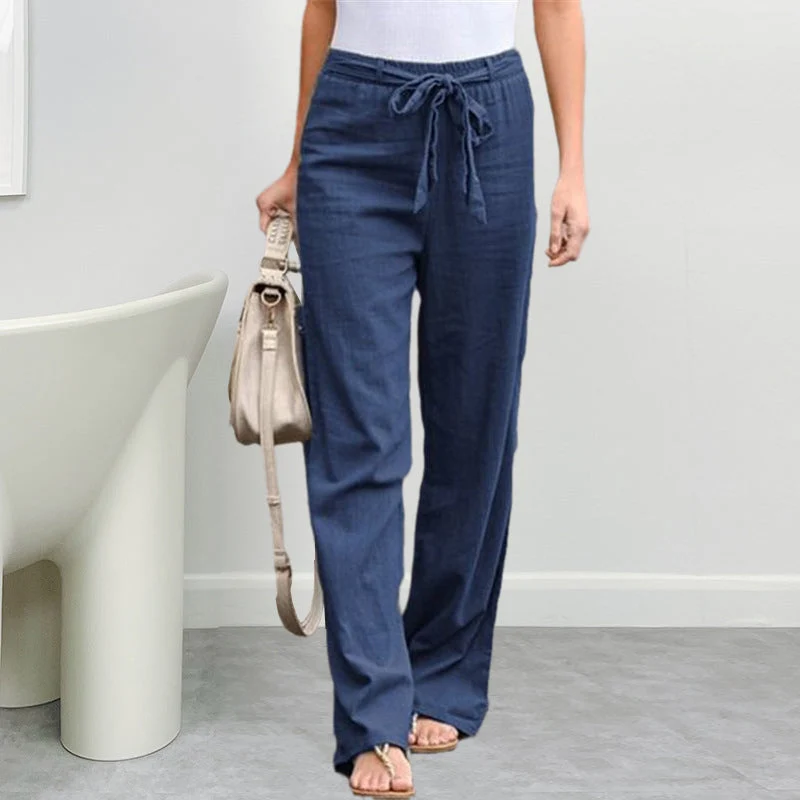 Summer Elastic Lace Up Straight Pants - Image 16