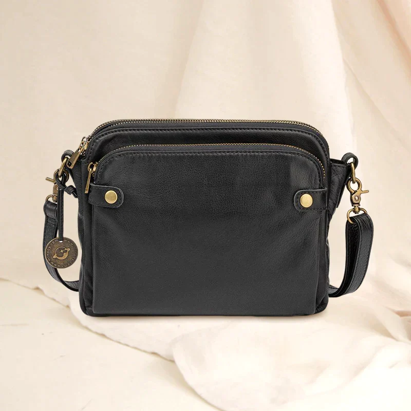 Three-Layer Leather Crossbody Shoulder & Clutch Bag - Image 10
