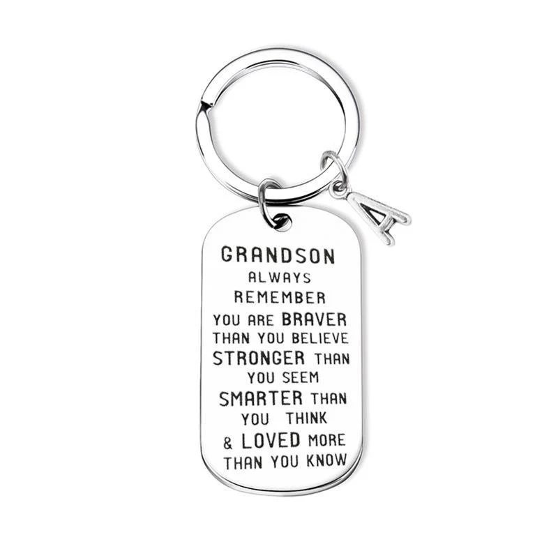 To My Grandson Granddaughter Son Daughter Gift Lettering Keychain - Image 4