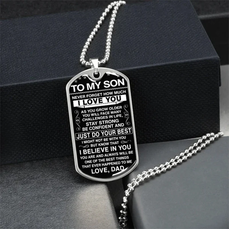 To My Son - Never Forget How Much I love You - Dog Tag - Military Ball Chain - Image 4