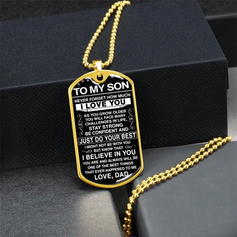 To My Son - Never Forget How Much I love You - Dog Tag - Military Ball Chain - Image 5