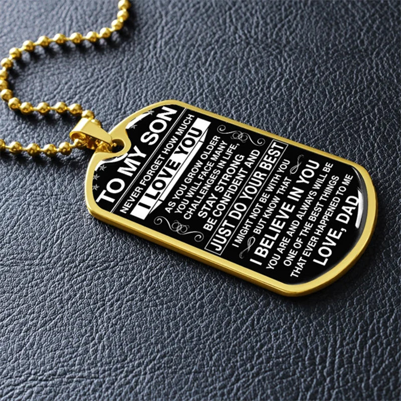 To My Son - Never Forget How Much I love You - Dog Tag - Military Ball Chain - Image 7