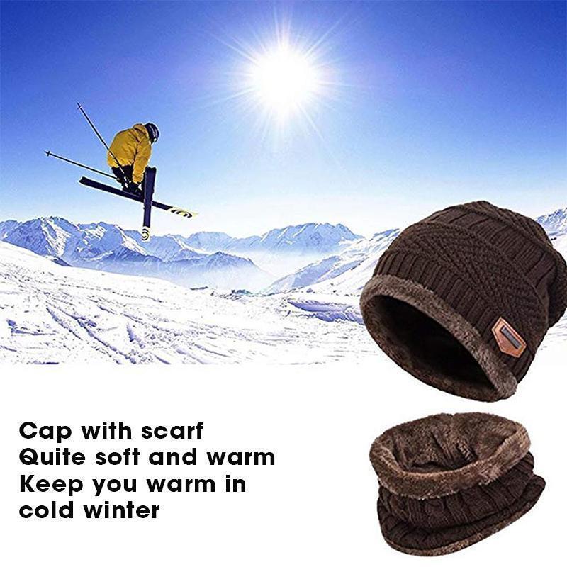Warm Beanie Cap With Scarf - Image 6