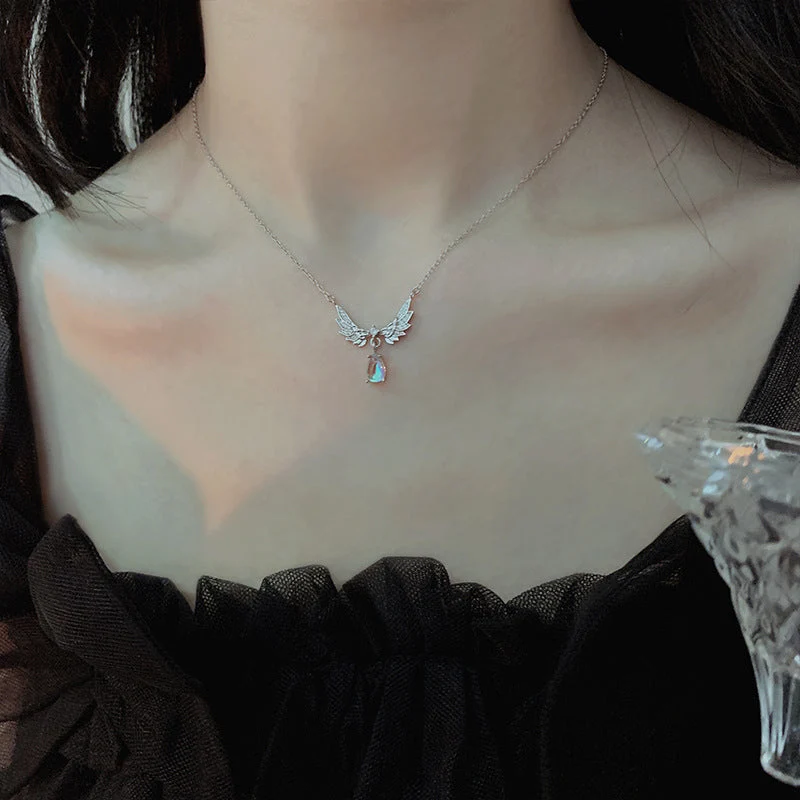 Wing Moonstone Pendant Necklace - Image 2