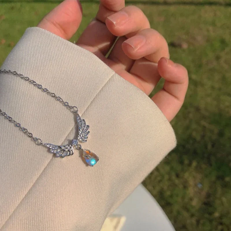 Wing Moonstone Pendant Necklace - Image 9