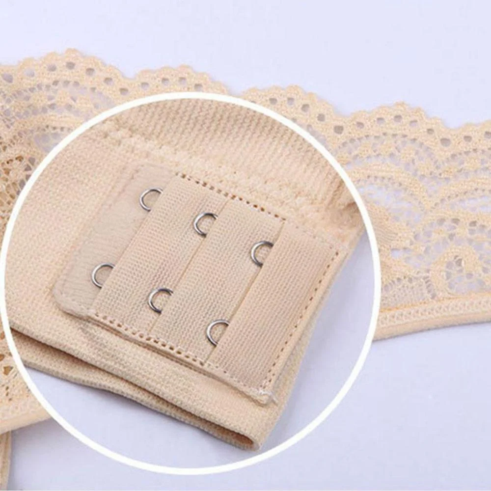Wireless Front Cross Buckle Lace Lift Bra - Image 9