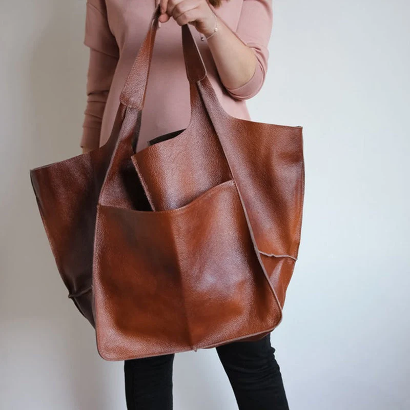 Women Oversize Weekender Leather Handbags - Image 10