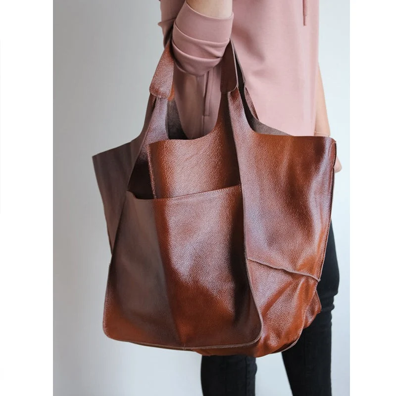 Women Oversize Weekender Leather Handbags - Image 12
