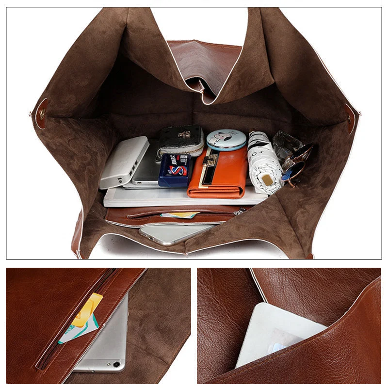 Women Oversize Weekender Leather Handbags - Image 17