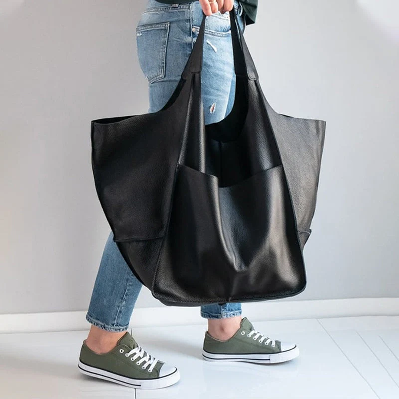 Women Oversize Weekender Leather Handbags - Image 6
