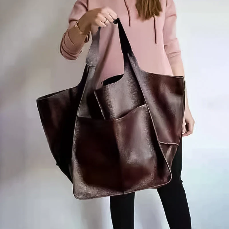 Women Oversize Weekender Leather Handbags - Image 9