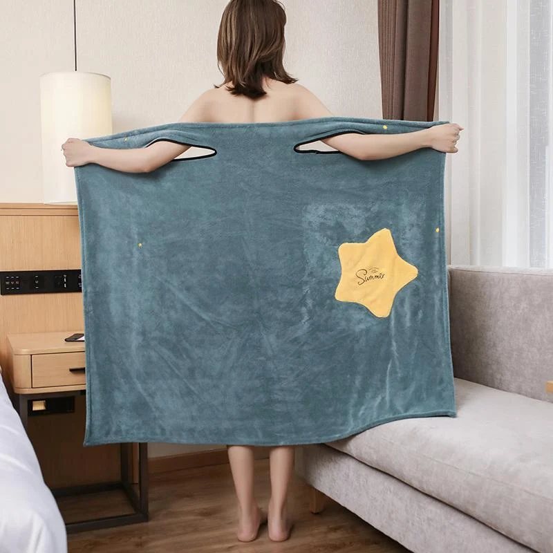 Women Quick Dry Wearable Microfiber plush Bathrobes - Image 12
