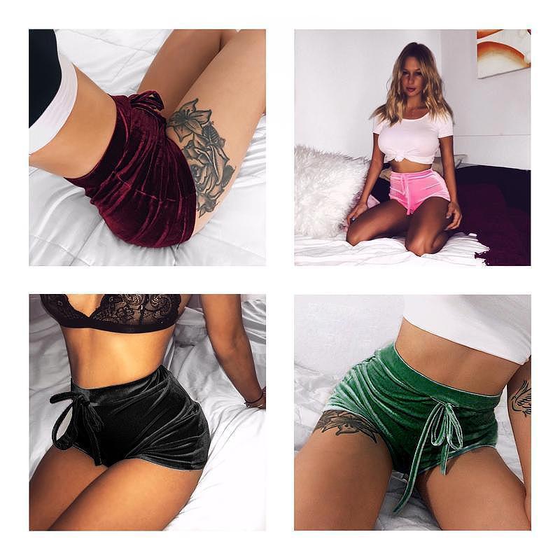 Women Velvet High Waist Shorts - Image 7