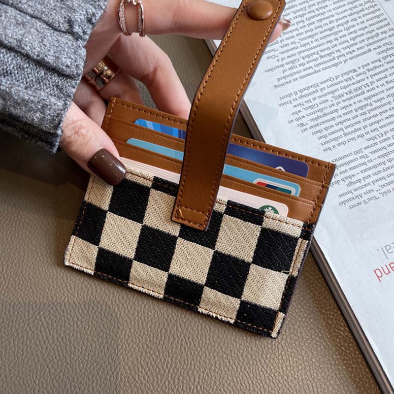 Women's Colorblock Plaid Pattern Compact Wallet - Image 12