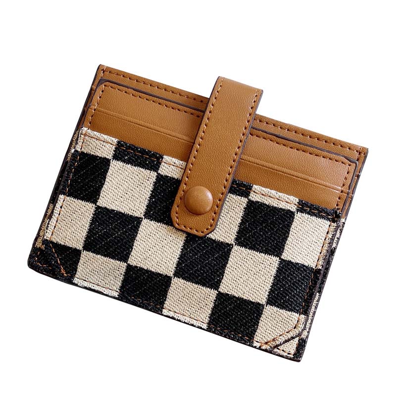 Women's Colorblock Plaid Pattern Compact Wallet - Image 13