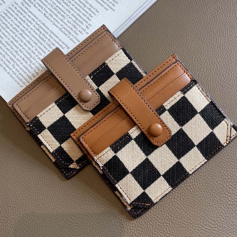 Women's Colorblock Plaid Pattern Compact Wallet - Image 4