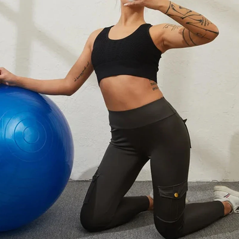 Women's Pocket Sexy Stretch Leggings Fitness Track Pants - Image 11