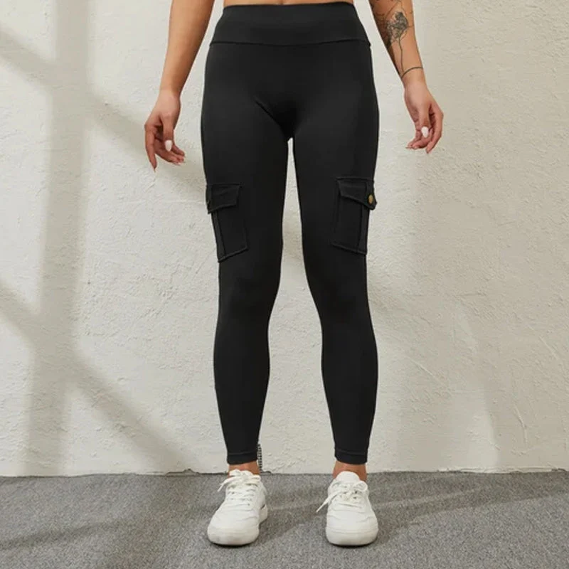 Women's Pocket Sexy Stretch Leggings Fitness Track Pants - Image 5