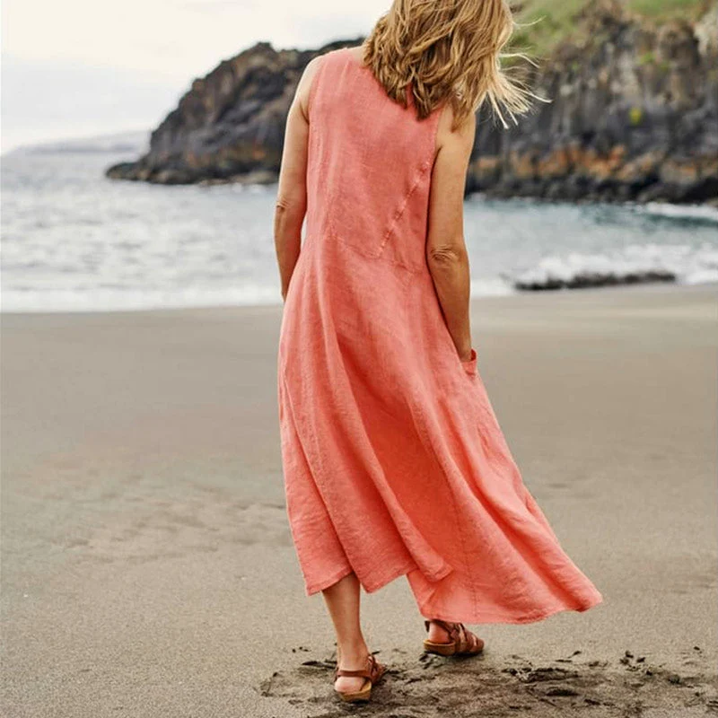 Women's Sleeveless Cotton And Linen Dress - Image 11