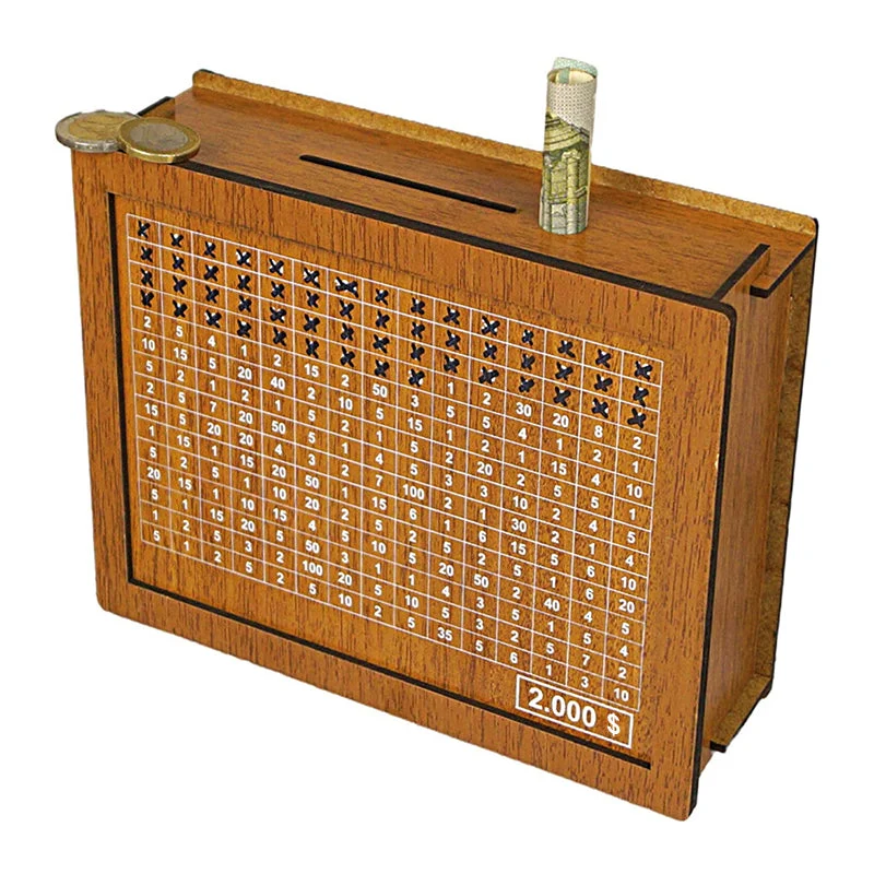 Wooden money box with engraved figures - Image 11
