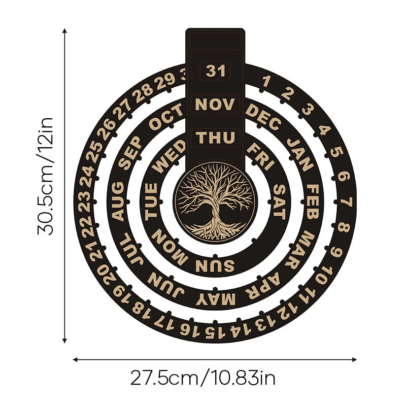 Wooden Rotating Circular Perpetual Calendar - Image 12