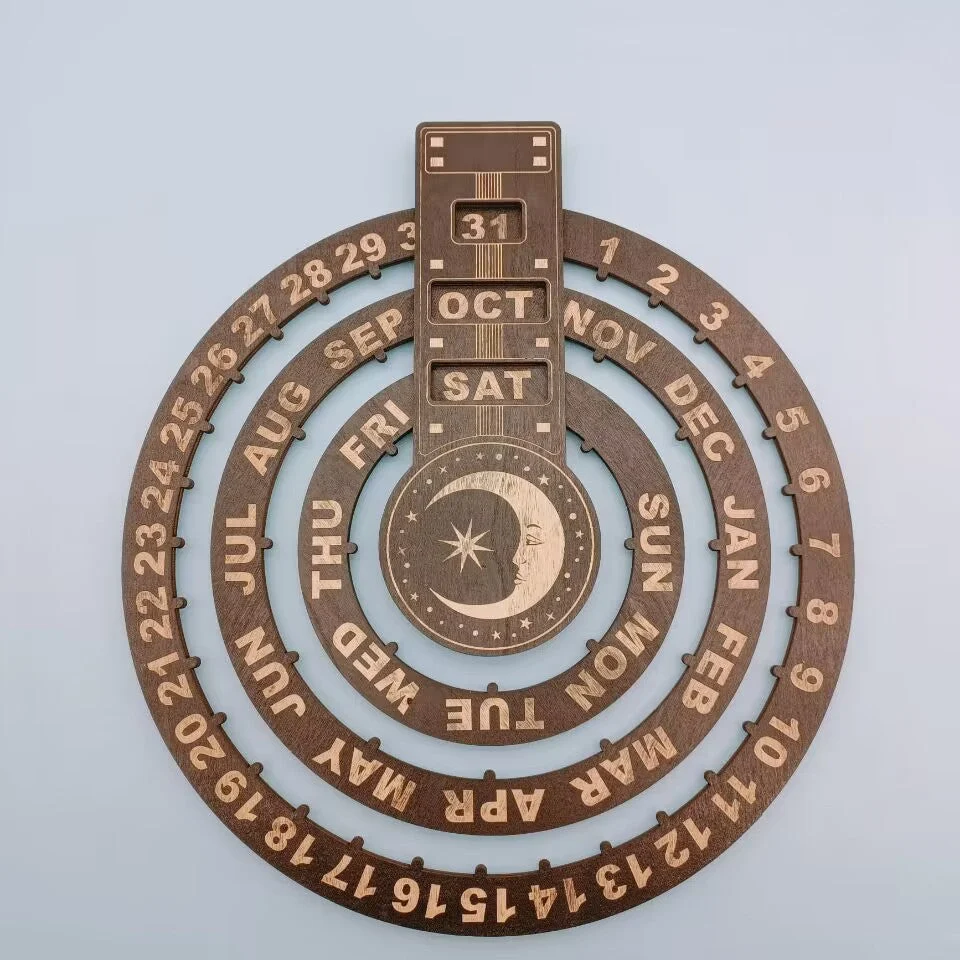 Wooden Rotating Circular Perpetual Calendar - Image 15
